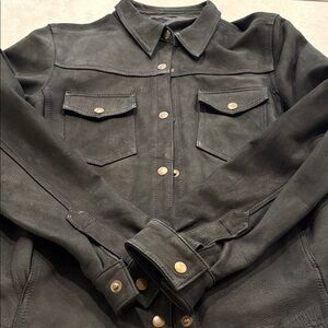 Hand made leather, lined shirt-jacket